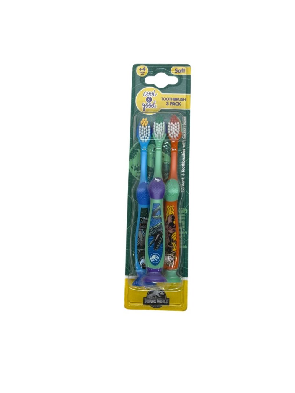 Jurassic World Kids Toothbrush 3 Pack Soft Bristles Age 4+